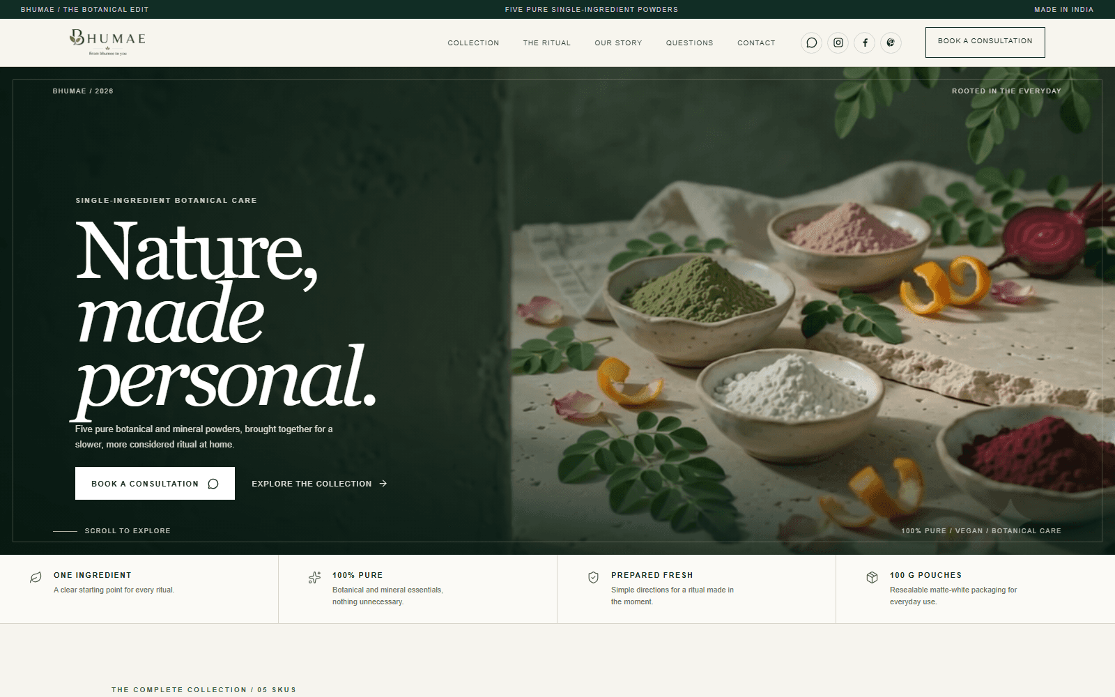 Bhumae Wellness botanical powder website